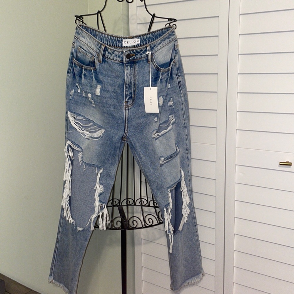 Cello Slim Boyfriend Distressed Jeans